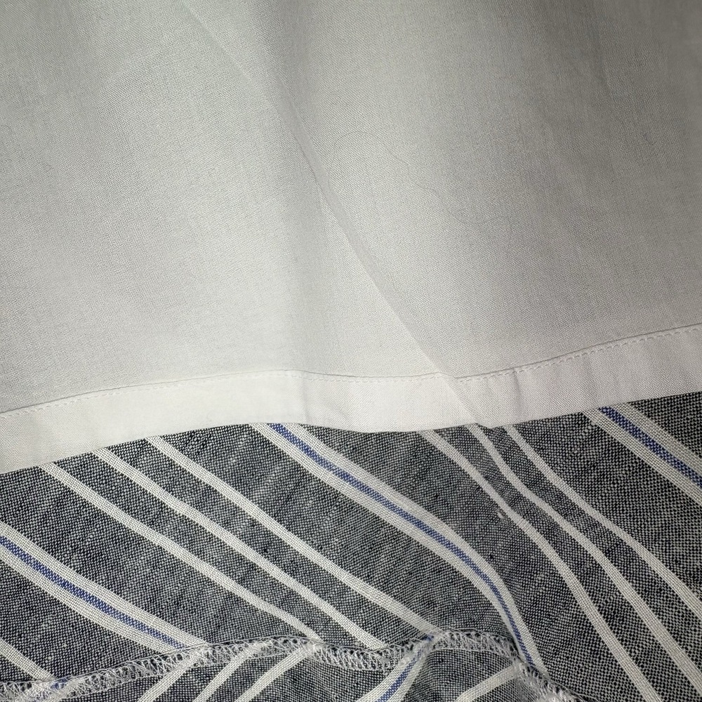Talbots Women's Size 12 Linen Chevron Stripe Blue Black White Midi Skirt - Picture 6 of 9